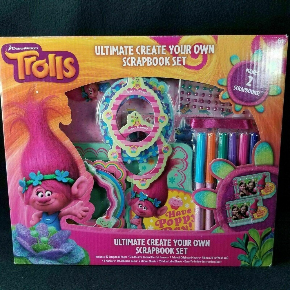 Trolls Ultimate Create Your Own Scrapbook Set Makes‎ 2 Scrapbooks Stickers New